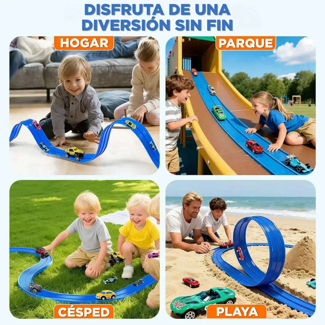 MagicTrack™ Pista de Carreras Flexible INCLUYE 4 MINI CARROS