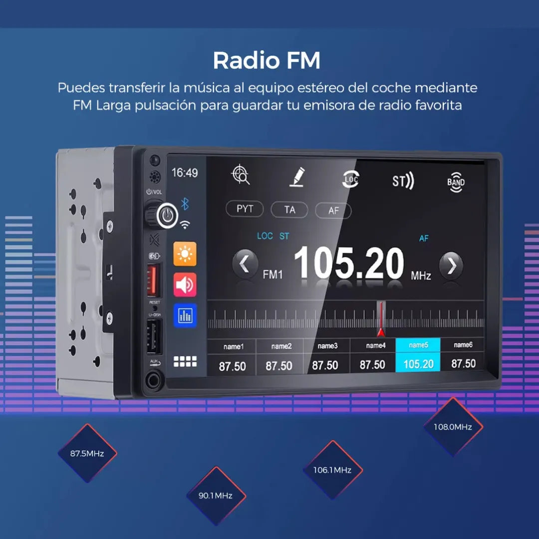 Autoestéreo Radio con Pantalla Bluetooth
