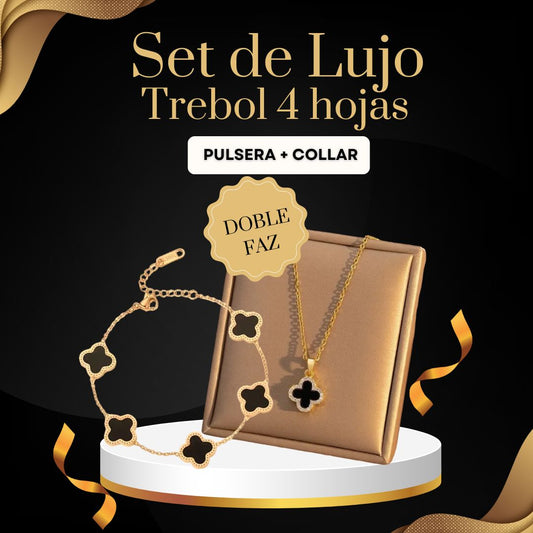 COMBO Trebol 4 hojas Pulsera + Collar