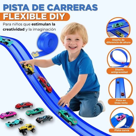 MagicTrack™ Pista de Carreras Flexible INCLUYE 4 MINI CARROS
